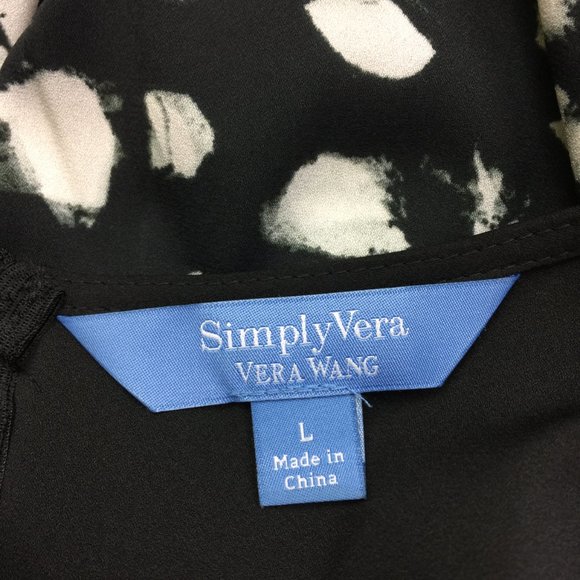 Like new!! Simply Vera Vera Wang Dress L Black White Sleeveless Elastic Wasit - Picture 9 of 14